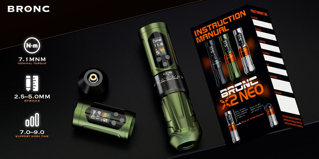BRONC X2 NEO – UPGRADED 7.1 MNM ADJUSTABLE WIRELESS TATTOO PEN