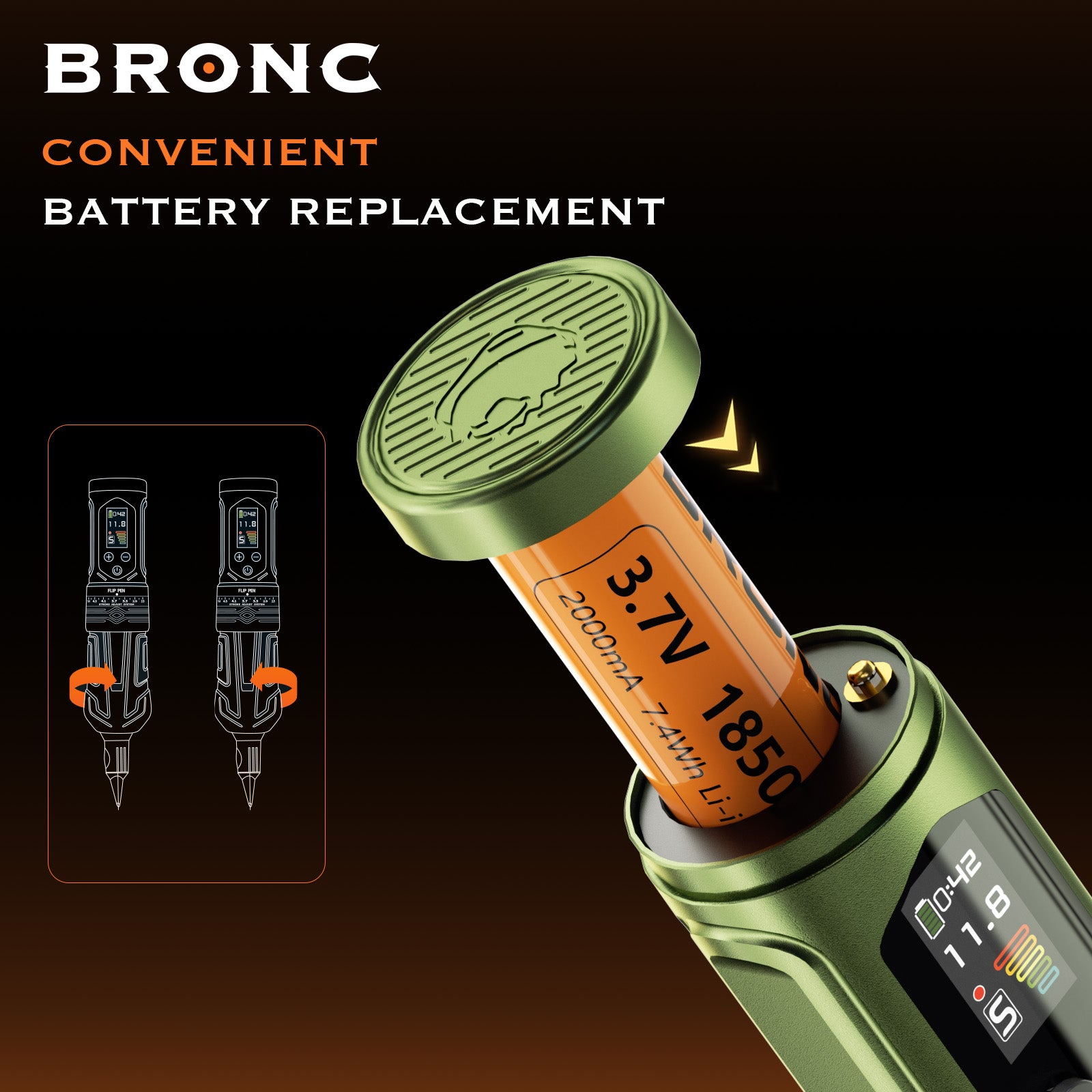 BRONC X2 NEO – UPGRADED 7.1 MNM ADJUSTABLE WIRELESS TATTOO PEN