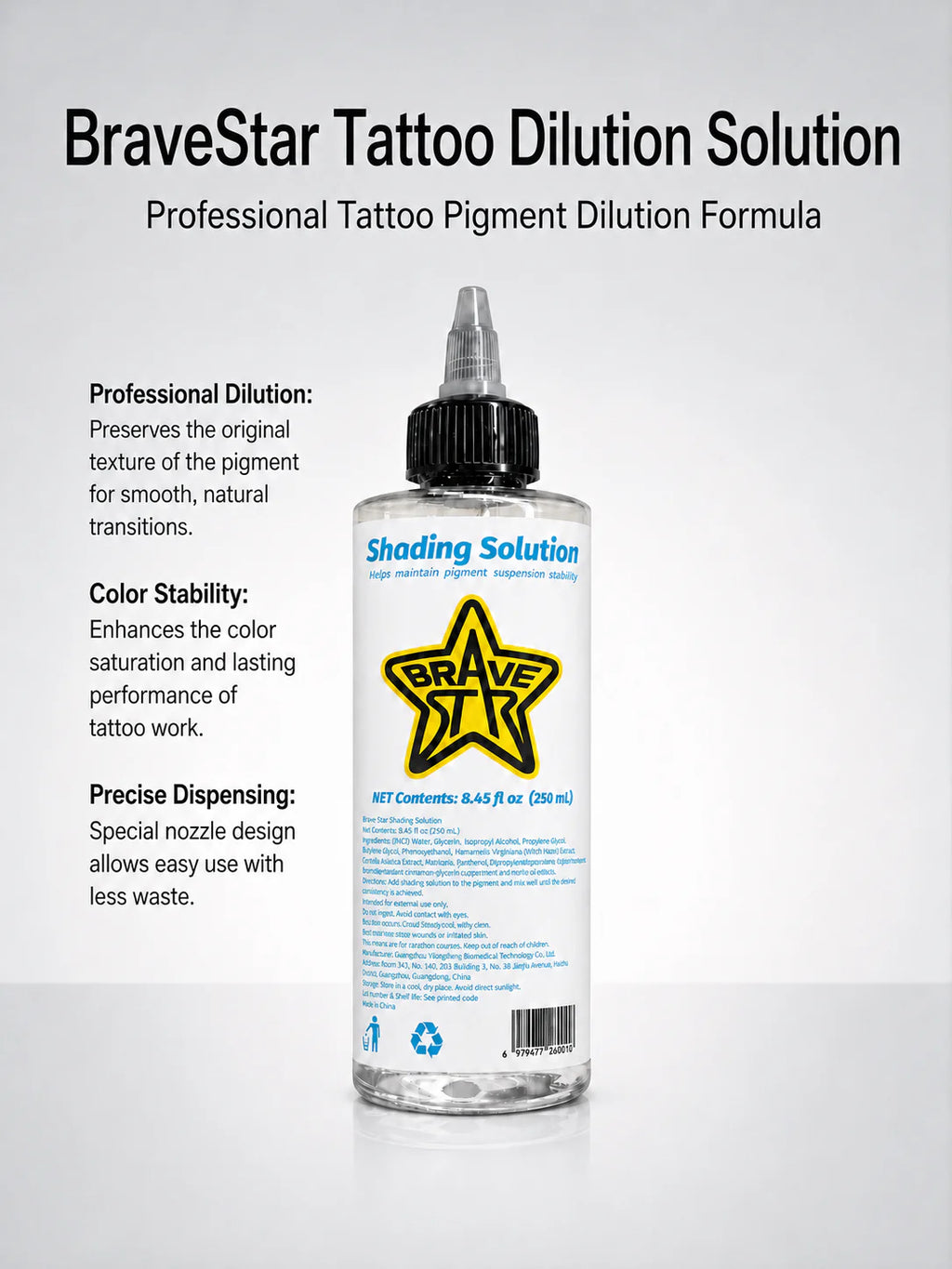 BraveStar Tattoo Dilution Solution 250ml