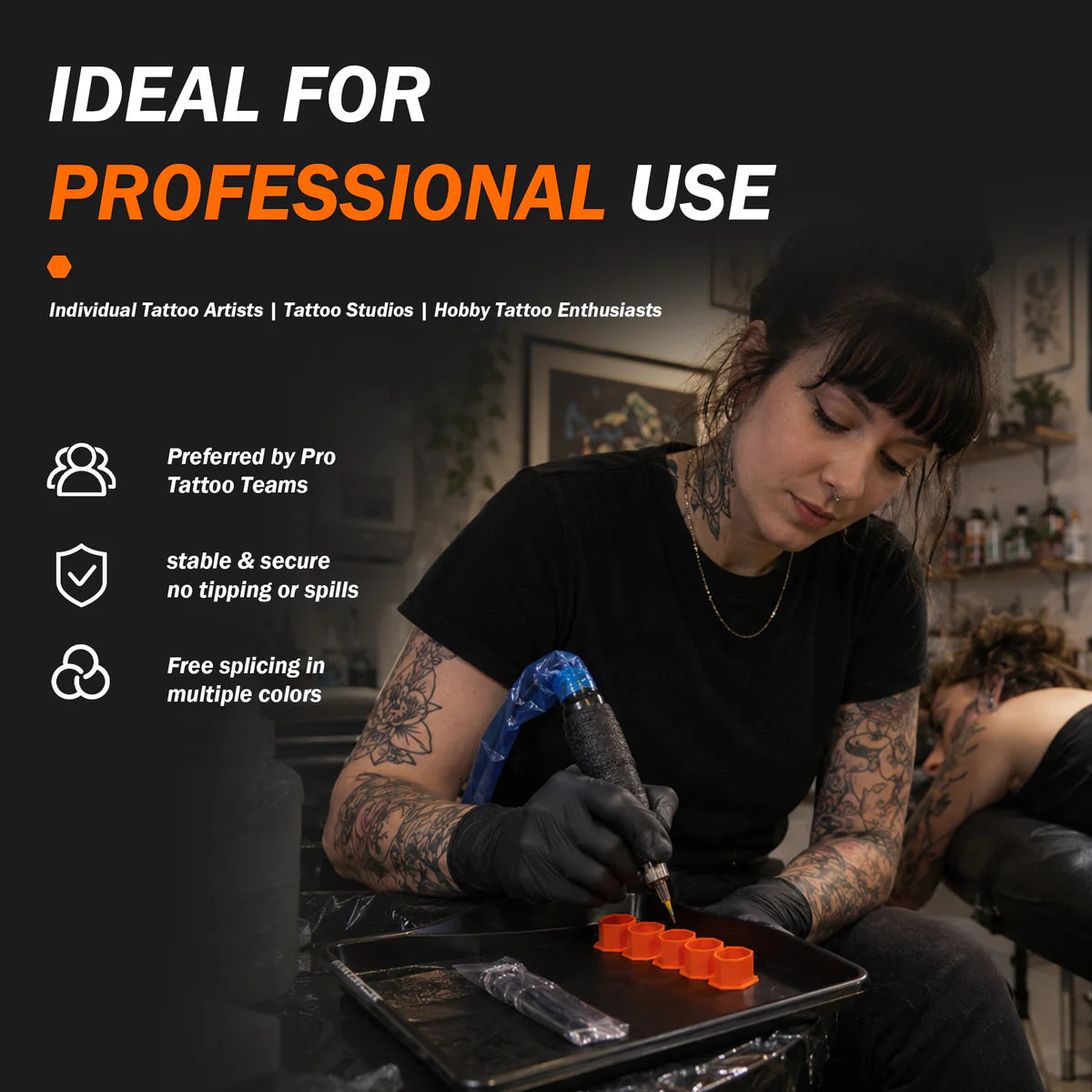 BOUCHONS D'ENCRE DE TATOUAGE EN SILICONE JETABLE INKSOUL 4x180pcs