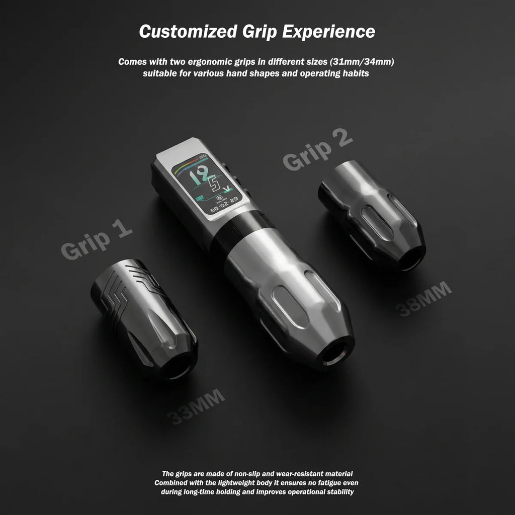 INKSOUL® TATTOO MACHINE WIRESLES PEN 4.2MM STROKES TWO GRIPS TWO BATTERIES TWO MODES 2 IN 1 | HV6 PRO