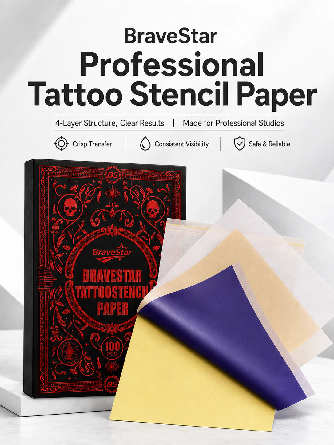BraveStar Tattoo Stencil Paper 100 sheets