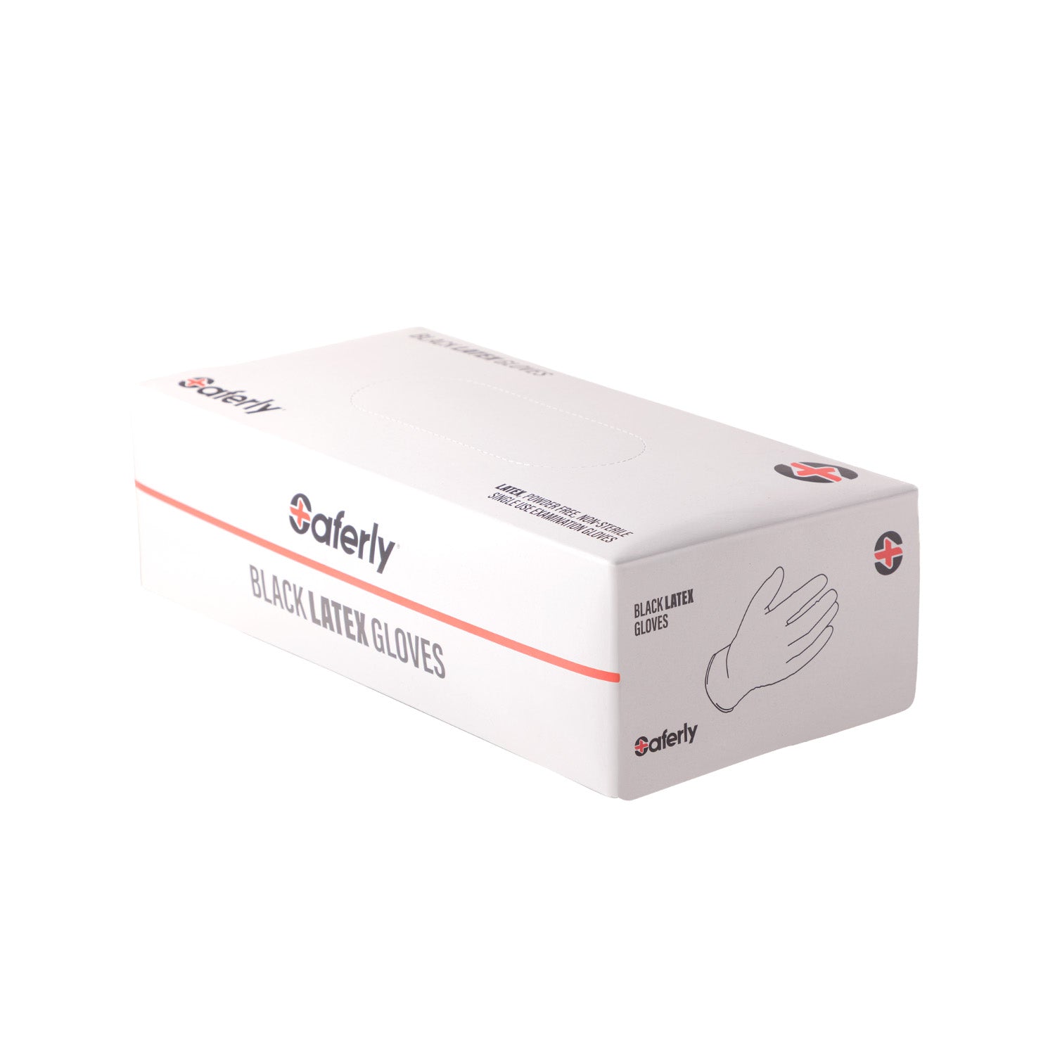 Box of 100 Saferly Black Latex Gloves - Case of 10