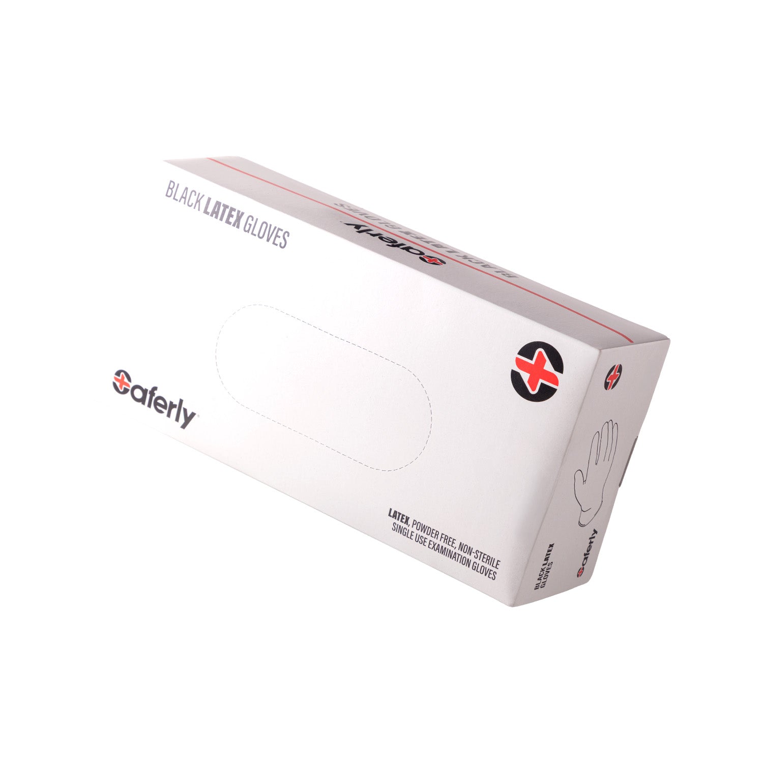 Box of 100 Saferly Black Latex Gloves - Case of 10
