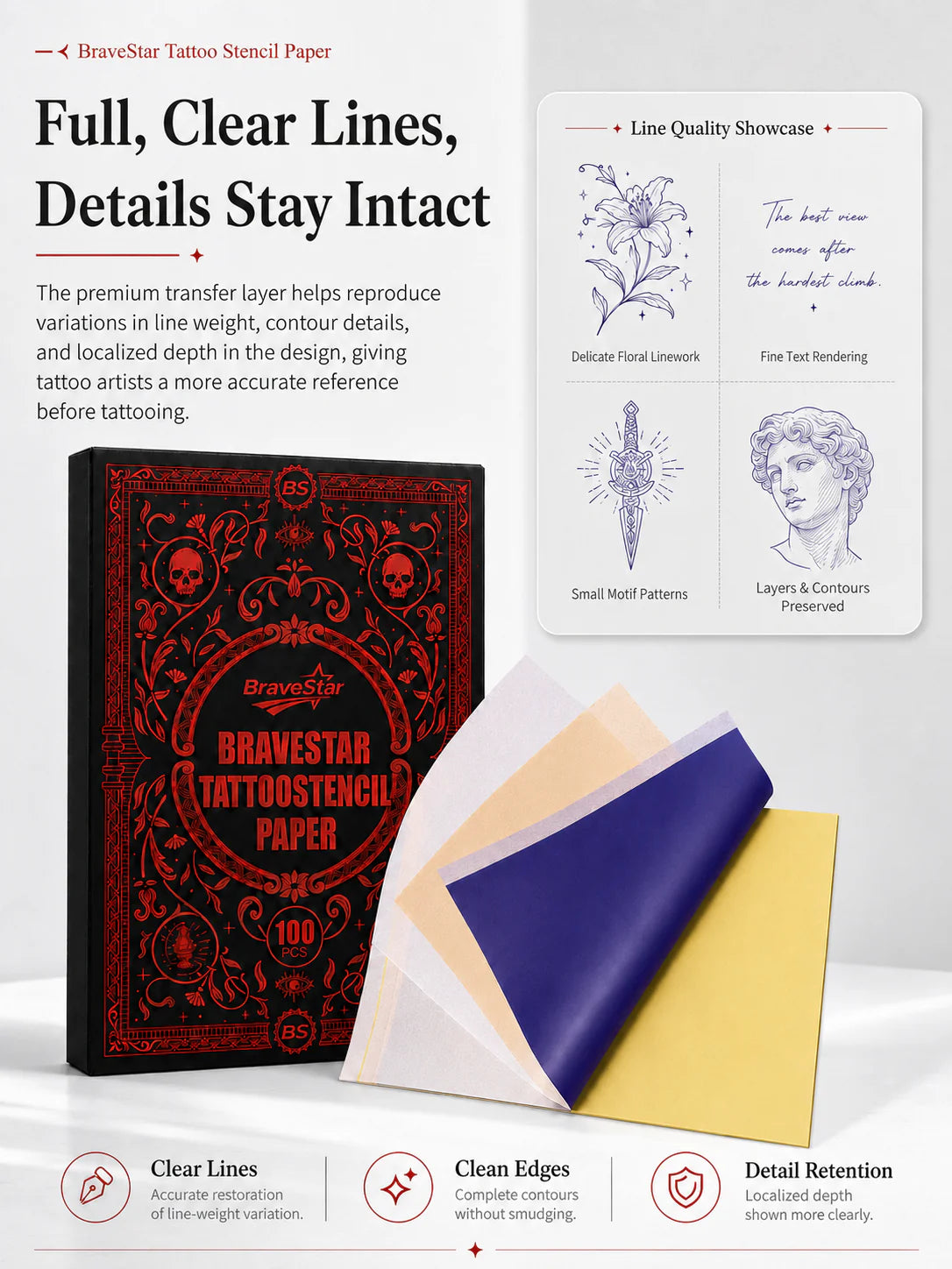 BraveStar Tattoo Stencil Paper 100 sheets