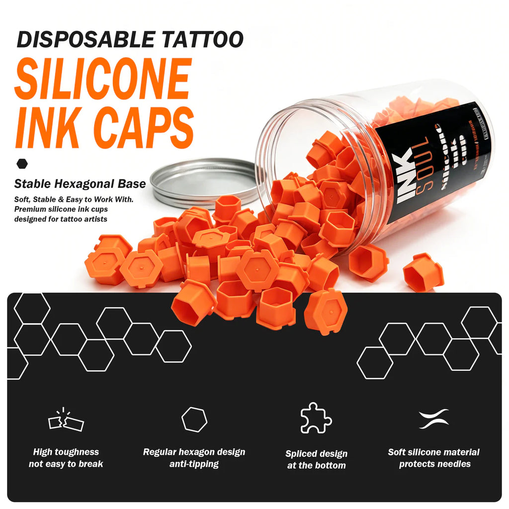BOUCHONS D'ENCRE DE TATOUAGE EN SILICONE JETABLE INKSOUL 4x180pcs
