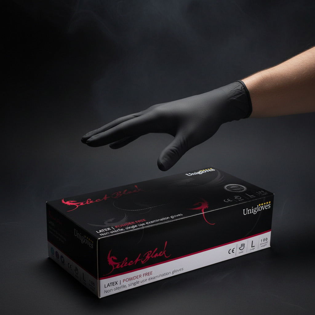 Boîte de 100 gants en latex noir Unigloves Select