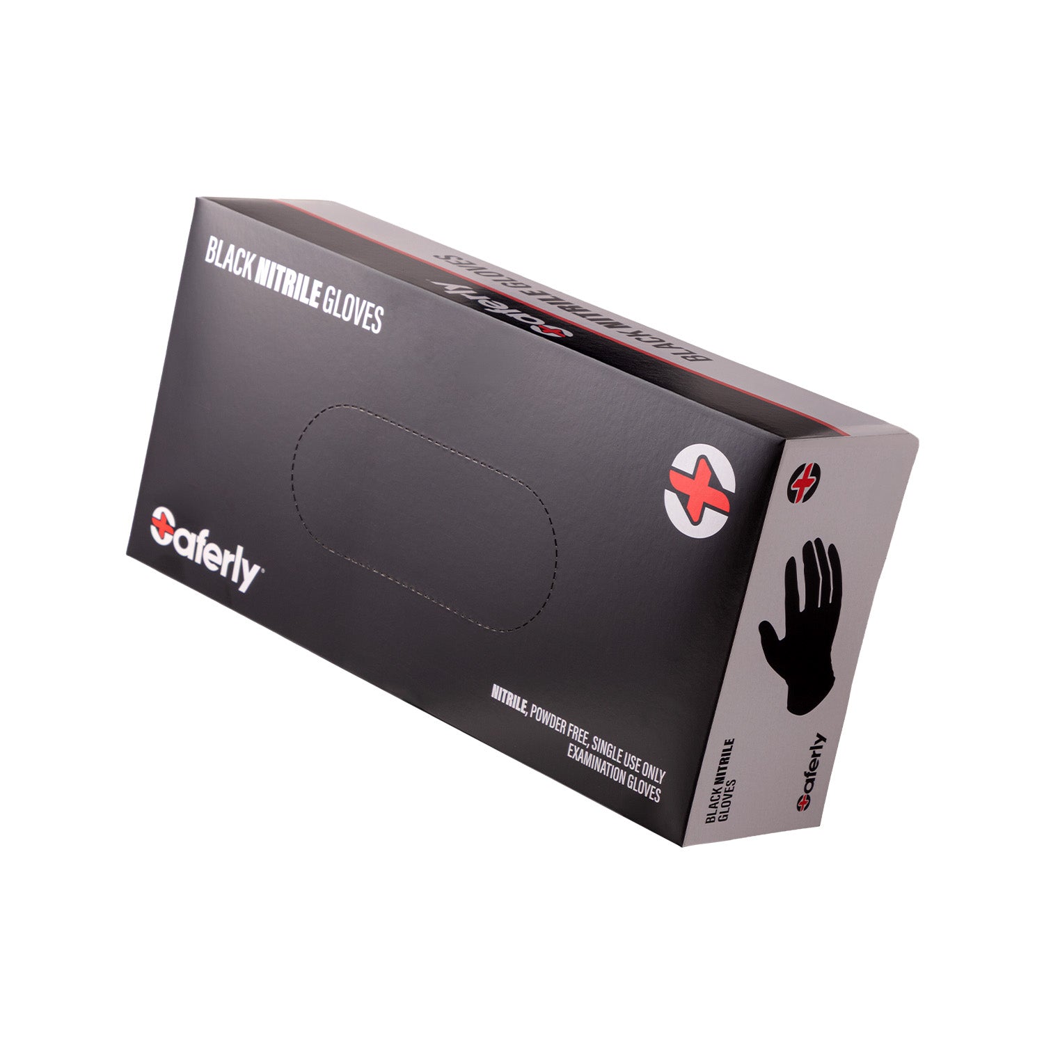 Box of 100 Saferly Black Nitrile Gloves