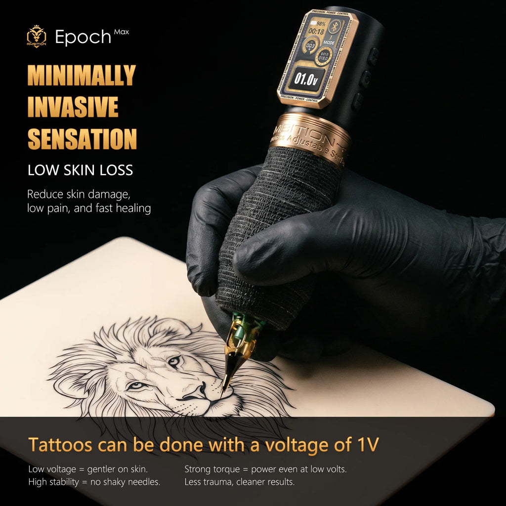 ambition epoch max wireless tattoo pen machine with 9 strokes length 1.0mm-5.0mm