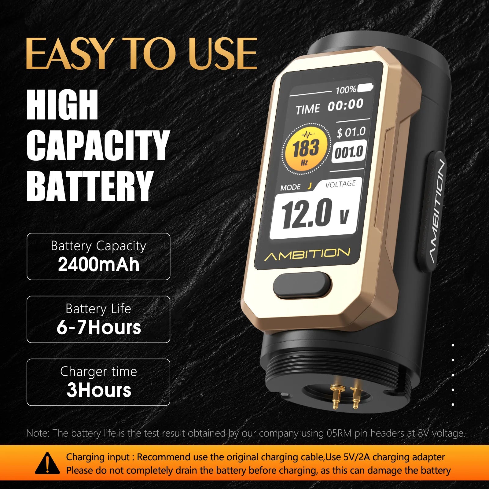 ambition soldier pro 520 wireless tattoo pen machine with 6 strokes length 2.2mm-4.2mm
