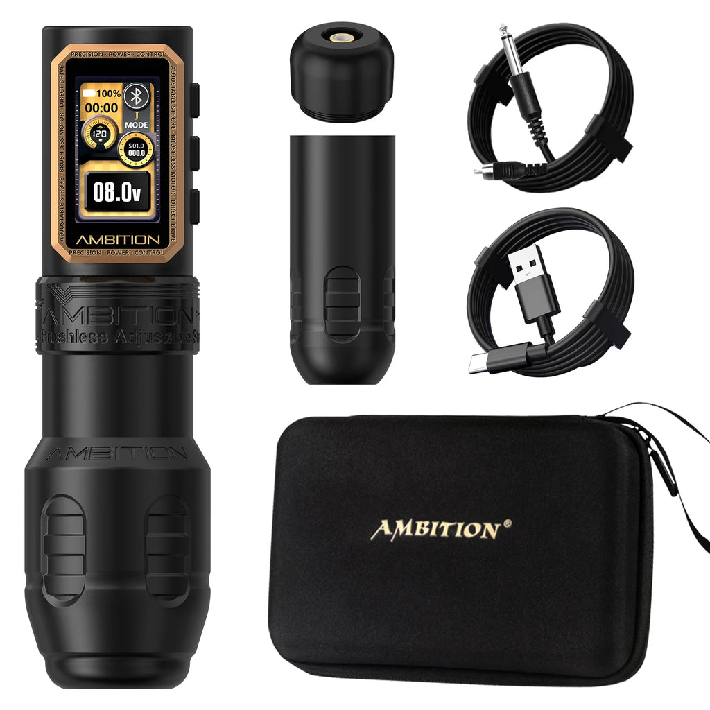 ambition epoch max wireless tattoo pen machine with 9 strokes length 1.0mm-5.0mm