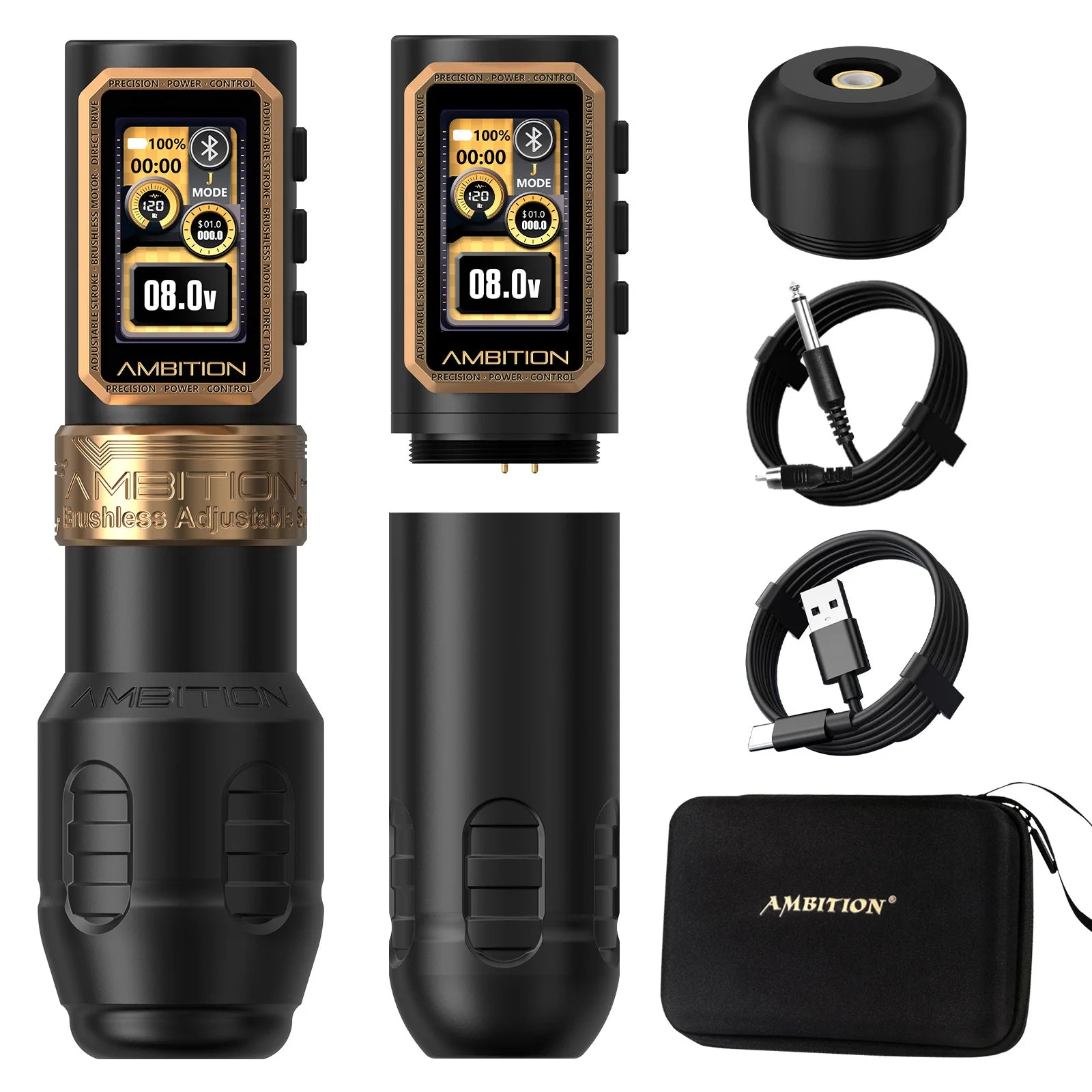 ambition epoch max wireless tattoo pen machine with 9 strokes length 1.0mm-5.0mm