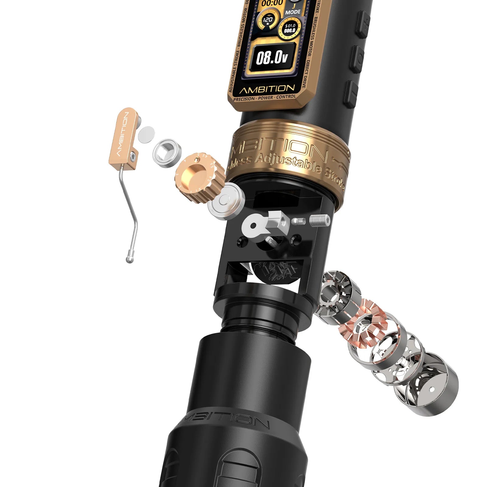 ambition epoch max wireless tattoo pen machine with 9 strokes length 1.0mm-5.0mm
