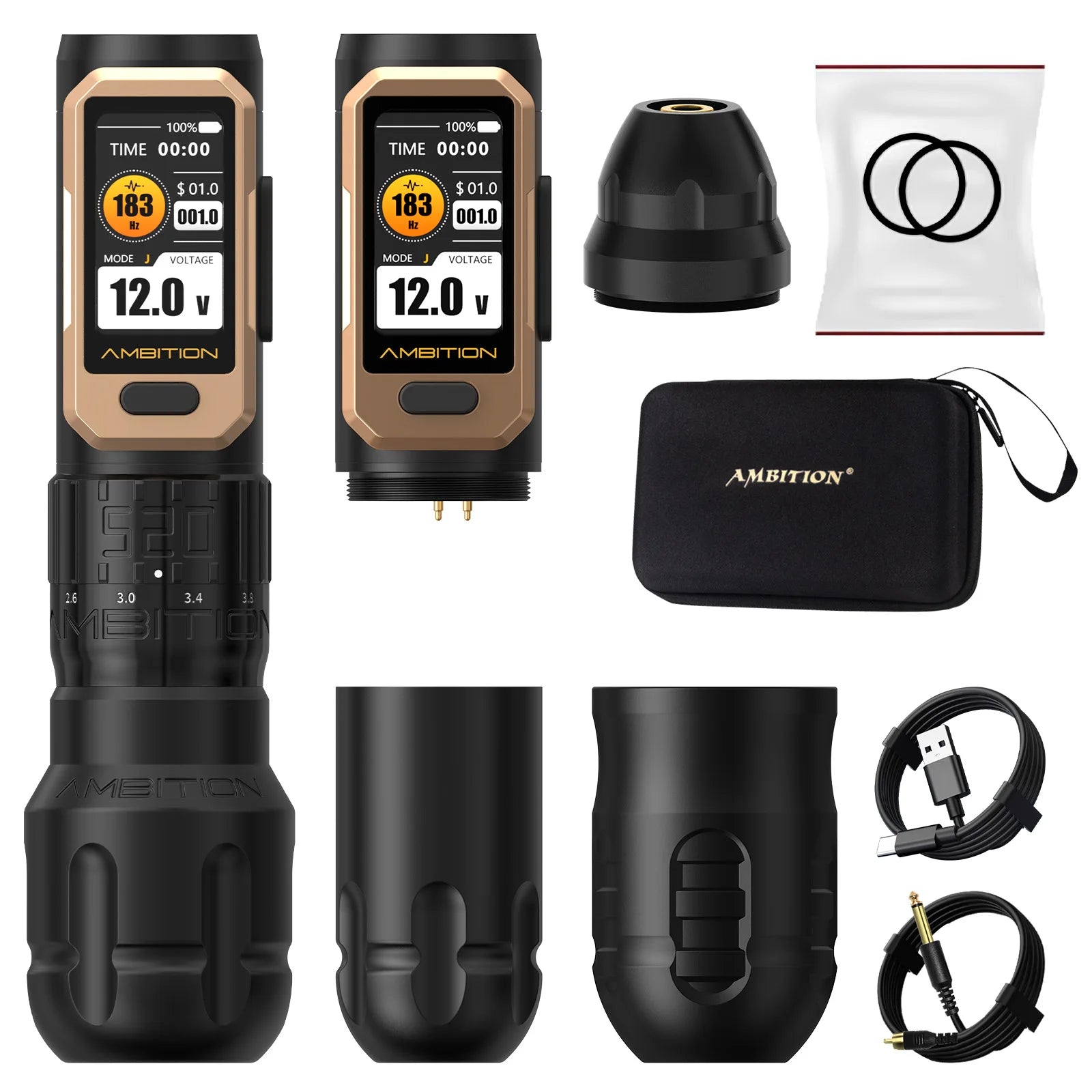 ambition soldier pro 520 wireless tattoo pen machine with 6 strokes length 2.2mm-4.2mm