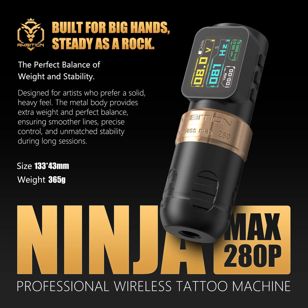 ambition ninja max 280p wireless tattoo pen machine