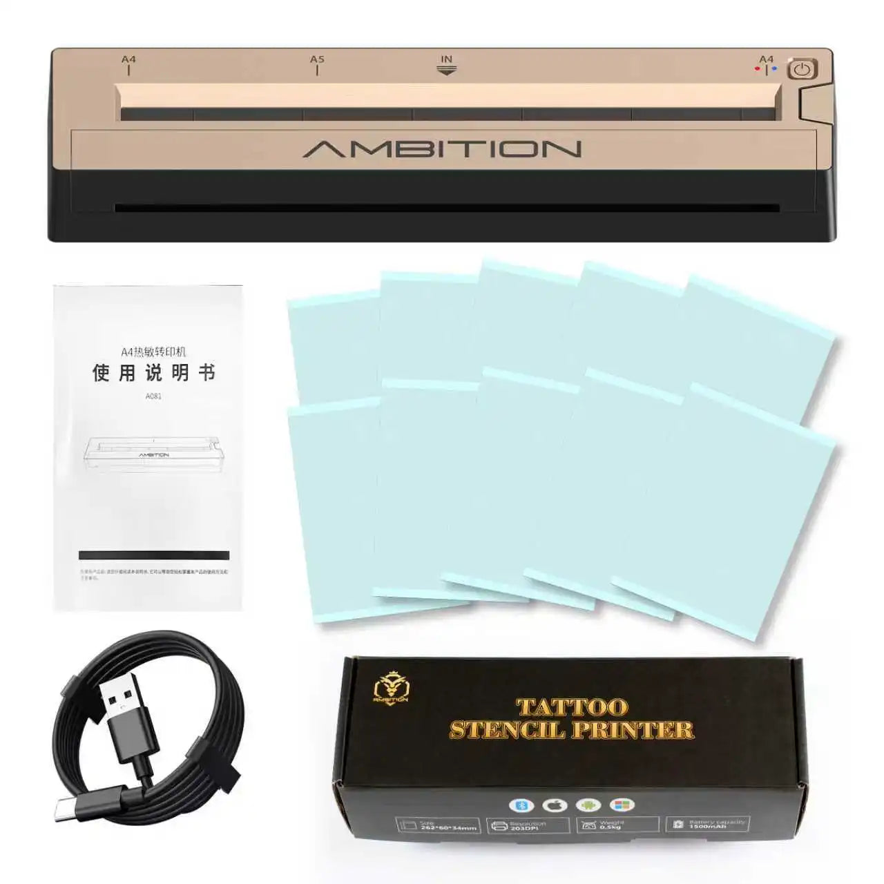 Ambition Tattoo Printer + 10pcs transfer paper