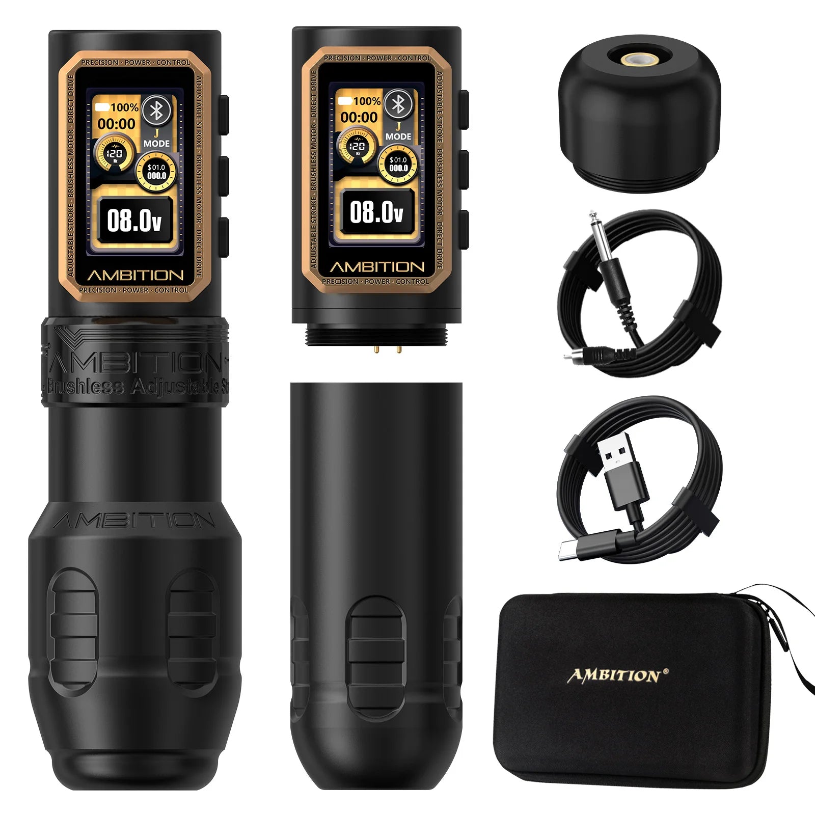 ambition epoch max wireless tattoo pen machine with 9 strokes length 1.0mm-5.0mm
