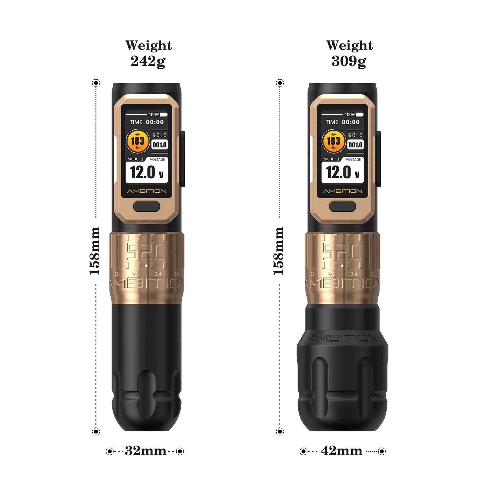 ambition soldier pro 520 wireless tattoo pen machine with 6 strokes length 2.2mm-4.2mm