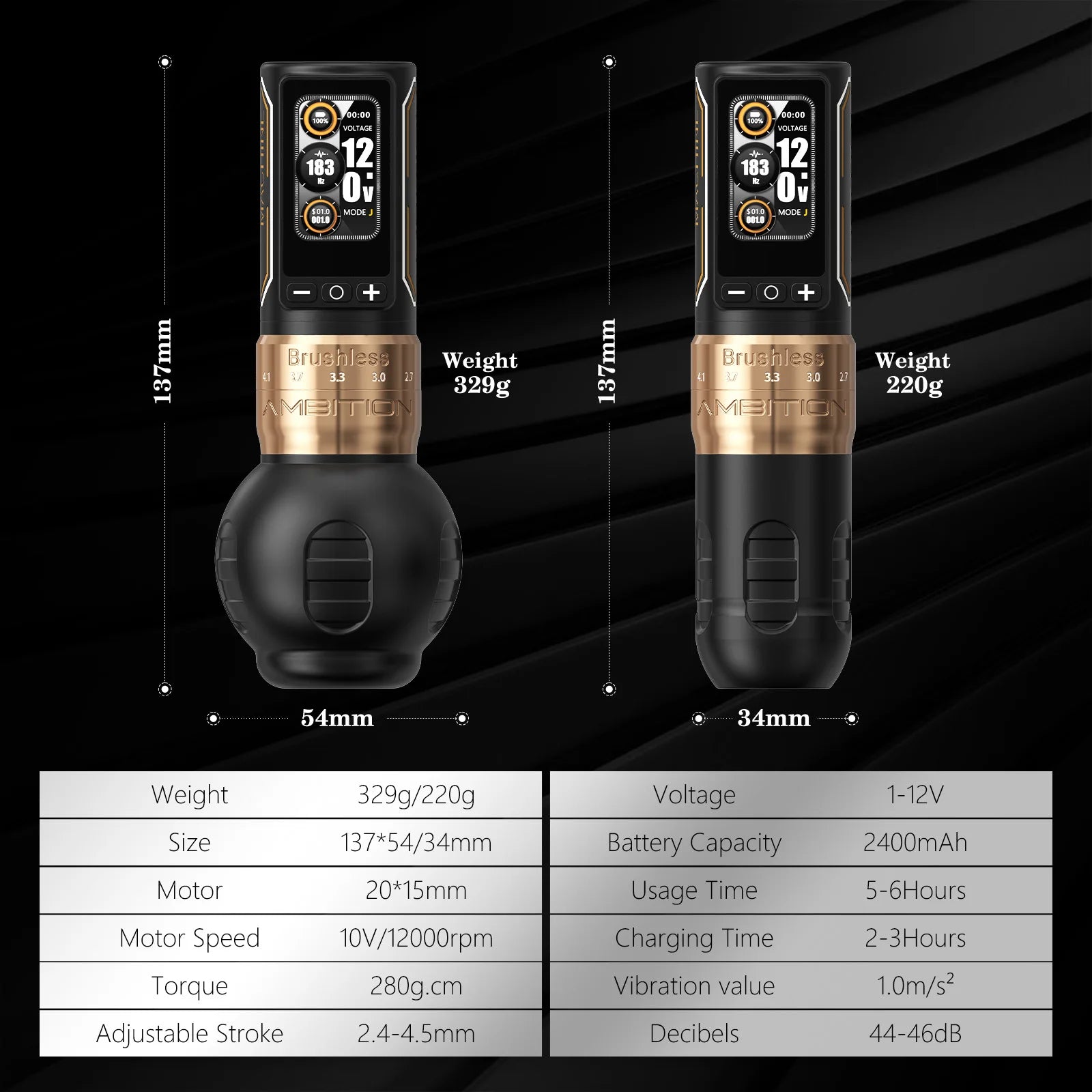 ambition ninja max 280                           7 strokes2.4mm-4.5mm