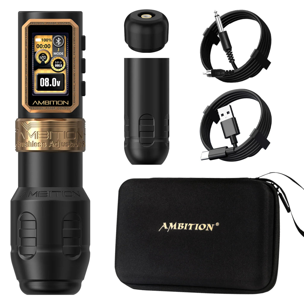 ambition epoch max wireless tattoo pen machine with 9 strokes length 1.0mm-5.0mm