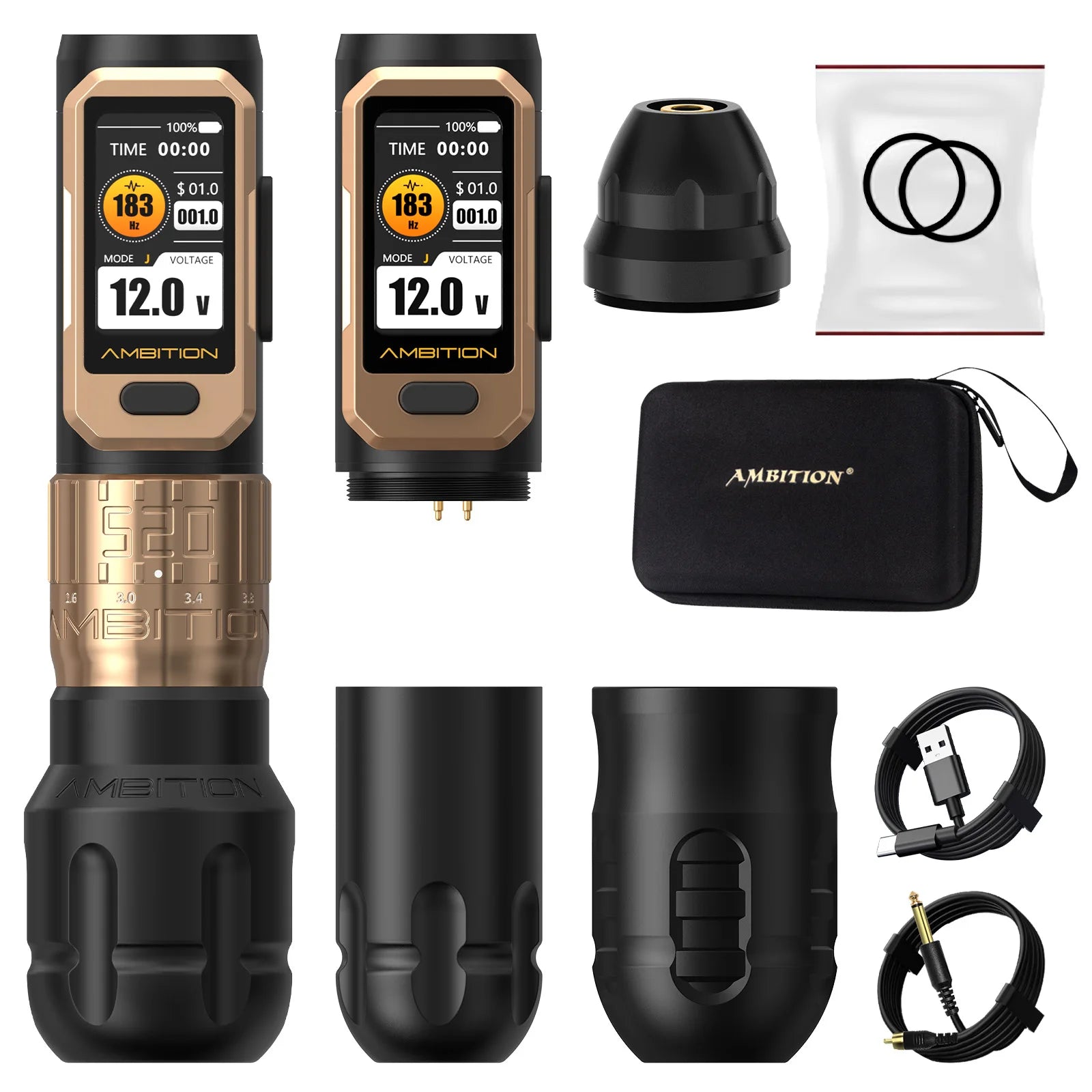 ambition soldier pro 520 wireless tattoo pen machine with 6 strokes length 2.2mm-4.2mm